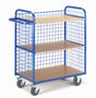 ROLLCART Etagenwagen drei Gitterwände, drei Böden, 150 kg Tragkraft, 087351 087352