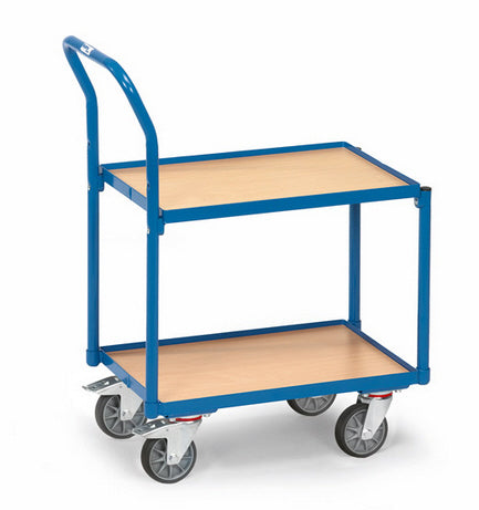 Fetra 135400 Etagen-Roller mit zwei Böden aus Holz mit Rand und Rohrschiebebügel