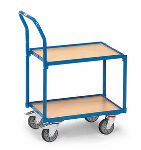Fetra 135400 Etagen-Roller mit zwei Böden aus Holz mit Rand und Rohrschiebebügel