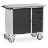 Fetra 2452 7016 Stahlblech-Werkstattwagen "GREY EDITION" 400 kg, mit Schrank und vier Schubladen