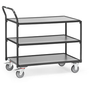 Fetra 2750 7016, 2752 7016 Leichter Tischwagen "GREY EDITION" 300 kg, drei Holzböden