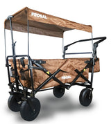 FROSAL Bollerwagen Nick PRO braun faltbar mit Schiebegriff Dach & Bremse