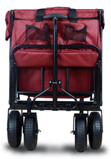 FROSAL Bollerwagen Nick PRO rot faltbar mit Schiebegriff Dach & Bremse