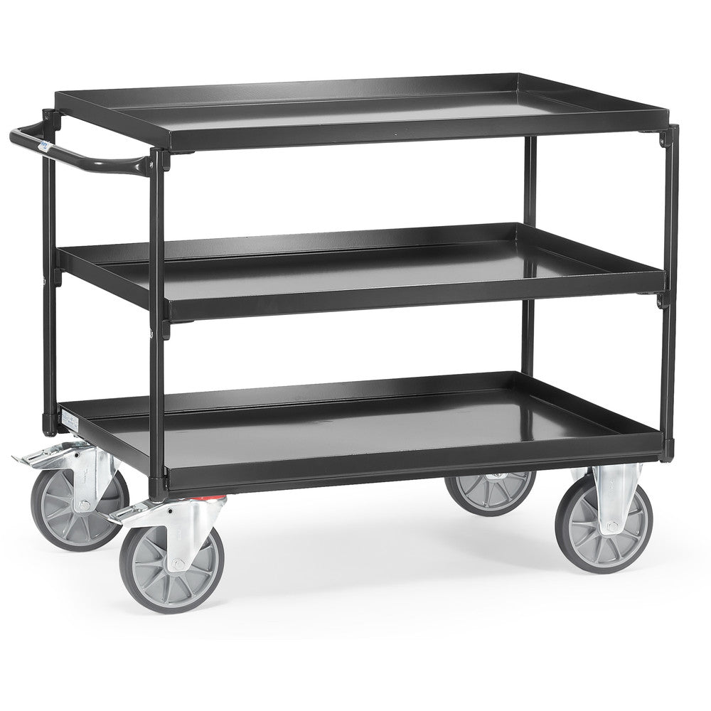 Fetra 4830 7016, 4832 7016 Tischwagen mit drei Blechwannen "GREY EDITION" 400 kg, Griff waagerecht