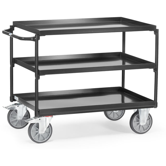Fetra 4830 7016, 4832 7016 Tischwagen mit drei Blechwannen "GREY EDITION" 400 kg, Griff waagerecht