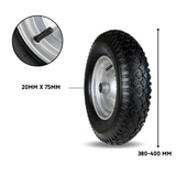 FROSAL Schubkarrenrad 400 (380) mm | Luftrad Schubkarre | Ersatzrad 4.80 / 4.00-8 Stahlfelge silber