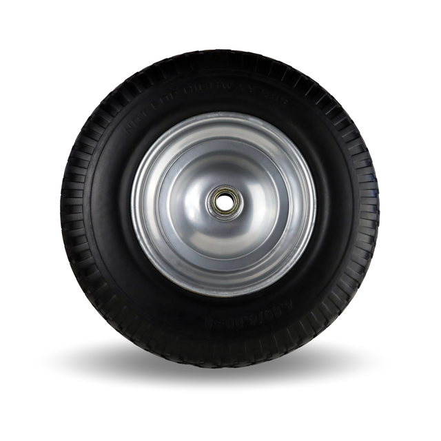 FROSAL PU Schubkarrenrad 400 (380)mm pannensicher | Ersatzrad 4.80/4.00-8 Stahlfelge silber ohne Achse