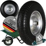 FROSAL PU Schubkarrenrad 400 (380)mm pannensicher | Ersatzrad 4.80/4.00-8 Stahlfelge silber mit Achse