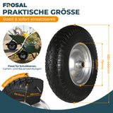 FROSAL PU Schubkarrenrad 400 (380)mm pannensicher | Ersatzrad 4.80/4.00-8 Stahlfelge silber