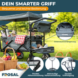 FROSAL Faltbarer Bollerwagen Leo mit Sonnendach und Stauraumerweiterung