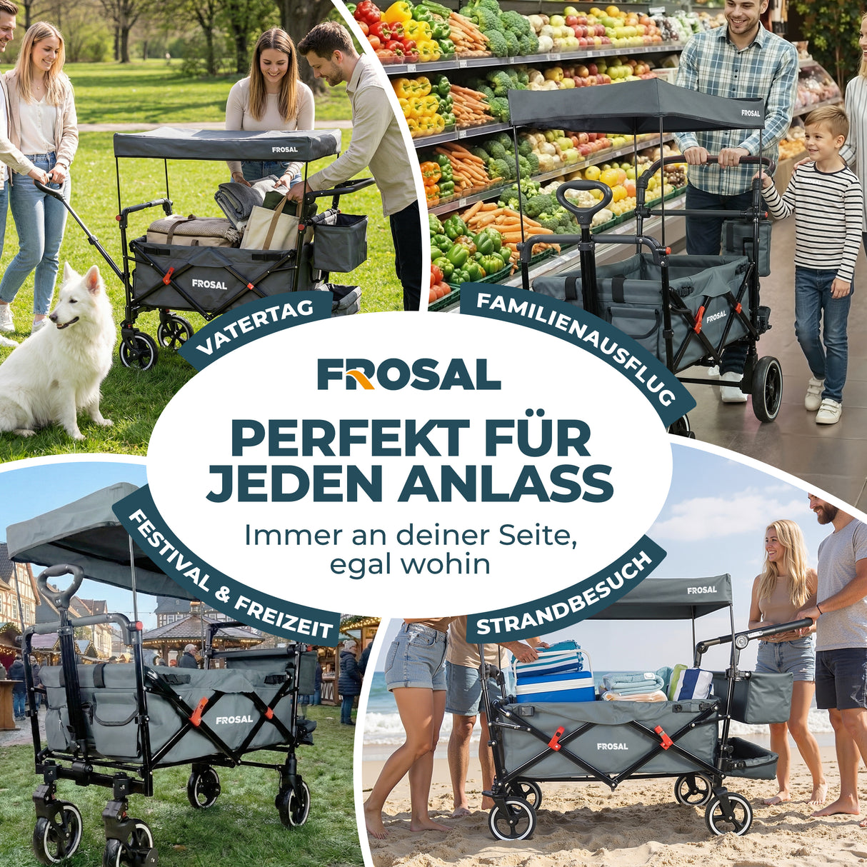 FROSAL Bollerwagen Paul grau faltbar Premium Handwagen