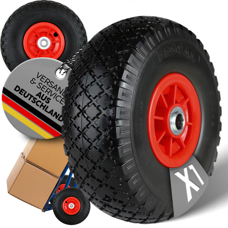 FROSAL Ersatzrad - PU Rad Nabe 16mm/50mm für Bollerwagen oder Sackkarre pannensicher 1 Stück 0