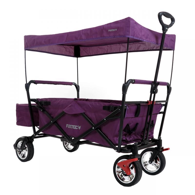 FUXTEC Bollerwagen CT-500PU purpur mit Sonnendach faltbar