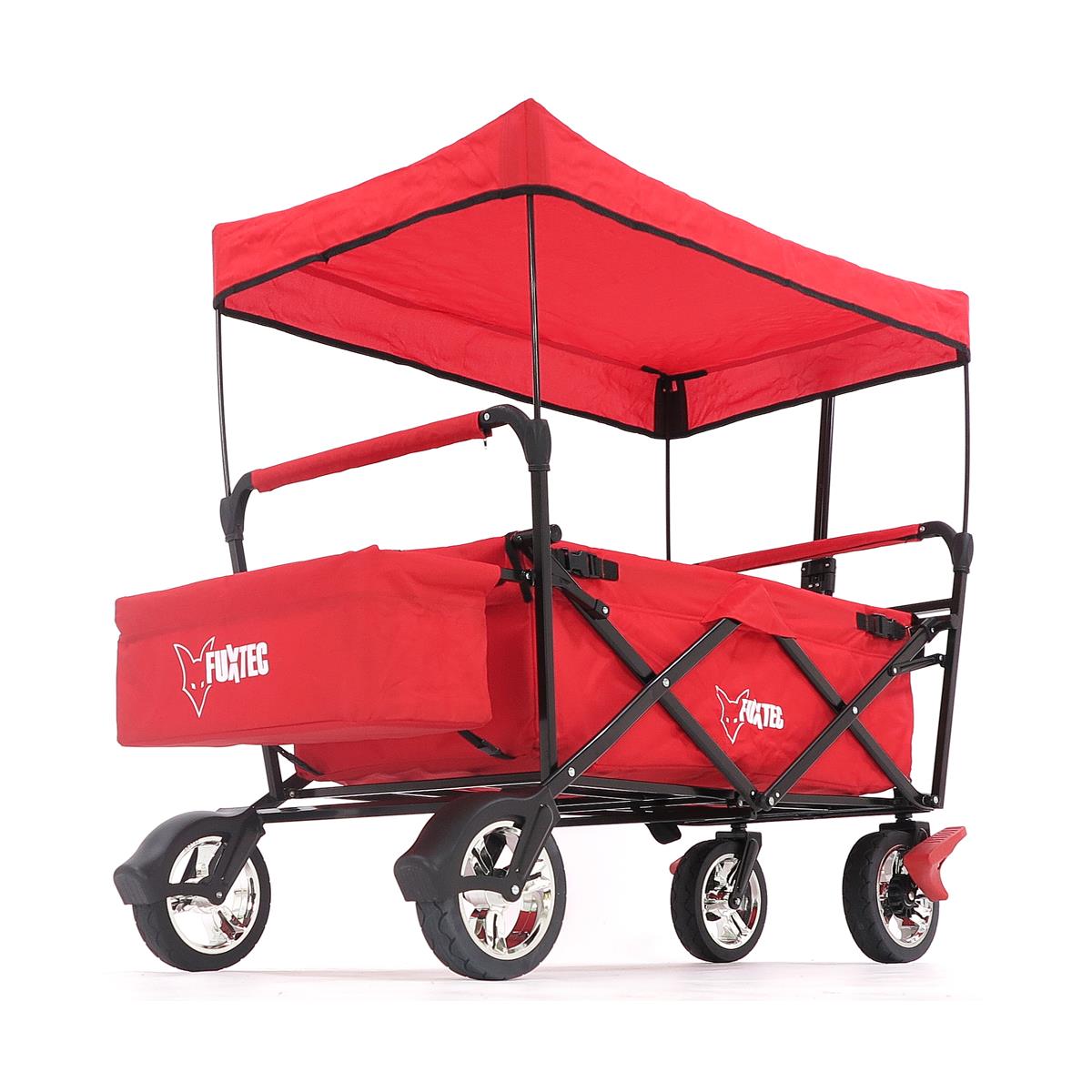 FUXTEC Bollerwagen CT-500 rot mit Sonnendach faltbar
