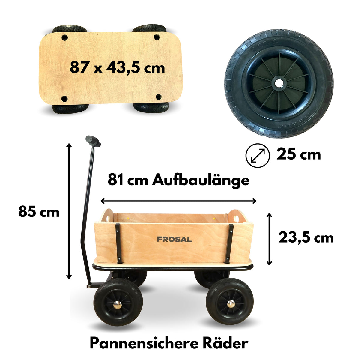 FROSAL Bollerwagen Erik Holz-Bollerwagen Transportwagen