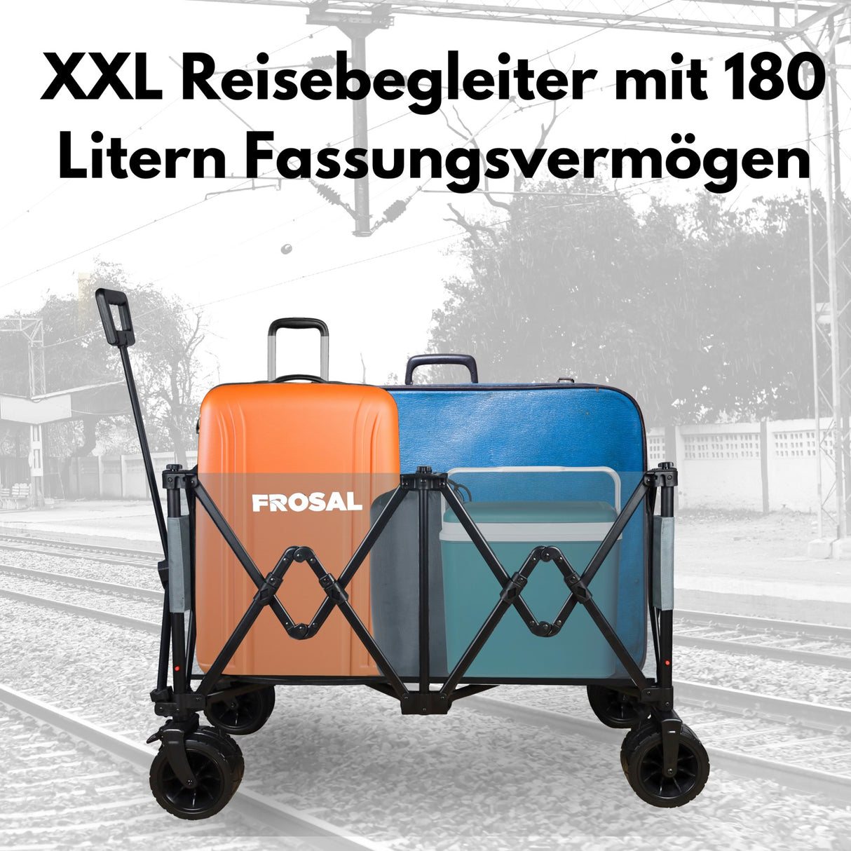 FROSAL faltbarer Bollerwagen Anton beige - XXL