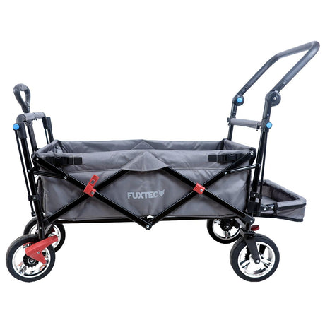 FUXTEC faltbarer Bollerwagen FX-CT800G, mit Dach, Schiebegriff und Innenraumverlängerung in Grau