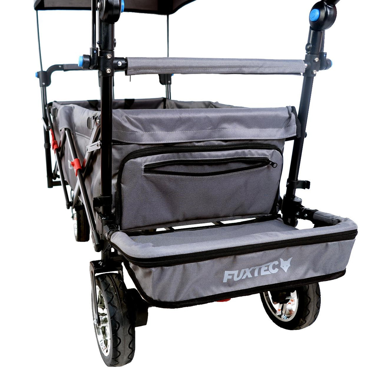 FUXTEC faltbarer Bollerwagen FX-CT800G, mit Dach, Schiebegriff und Innenraumverlängerung in Grau