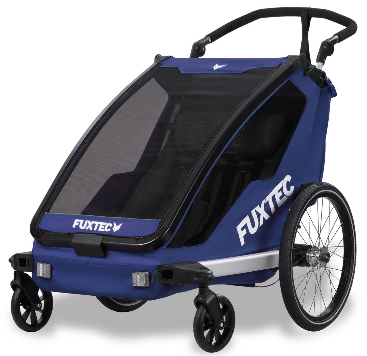FUXTEC Fahrradanhänger/Jogger mit Jogger-Rad in blau